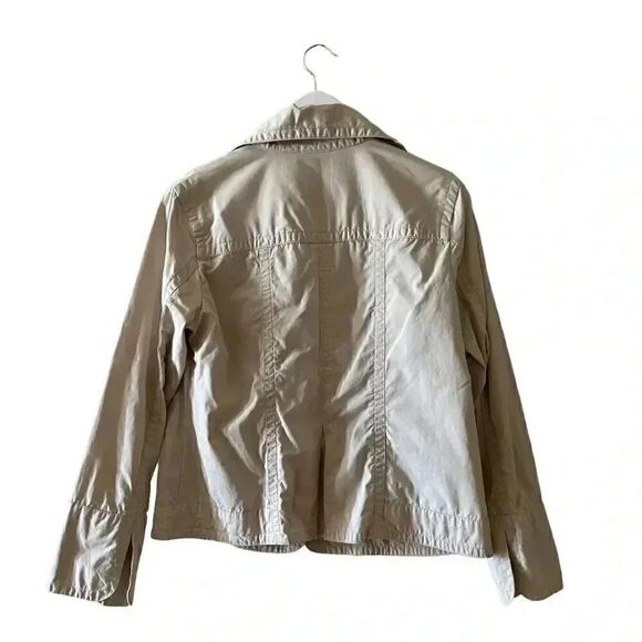 Chicos Cotton Tan One Button Lightweight Cozy Womens Jacket SZ 1 - Picture 6 of 10